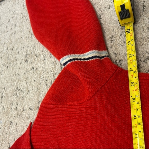 Rossignol M-L vintage wool sweater with tiny bear logo one striped sleeve EVC - Picture 12 of 16